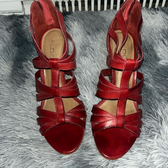 Aldo Shoes - Red shoes with a short heel.